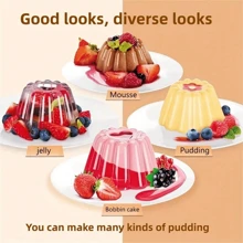 4 件/套带盖布丁模具、Abs 塑料果冻模具、塑料奶冻模具、烘焙工具、厨房小工具、奶冻模具甜点托盘塑料糖果盘水果果冻模具布丁模具，非常适合制作时尚形状的蛋奶冻、牛奶布丁甜点、奶冻和果冻等。 - 白色 - 查看 3