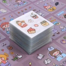 20pcs Cartoon Pattern Sticker Set, Each Sticker Has Different Creative Cartoons, Approximately 3-5 Designs Per Sticker, Each Sticker Is About 6*6cm, 300pcs Assorted Styles Randomly Sent