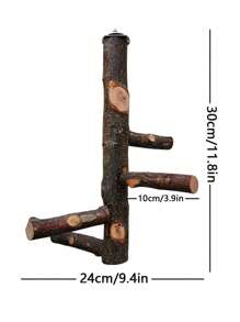 1pc Wooden Rotating Parrot Stand Cage Accessories Suitable For Birds - Brown - View 12