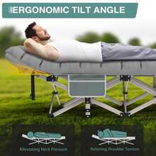 Camping Bed / Camping Cot For Adults, Portable & Foldable Folding Cot Bed With 4" Cozy Mattress, Easy-To-Carry, Heavy Duty Travel Bed For Camp, Tent, Outdoor & Indoor