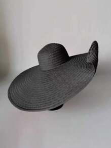 1pc Women's Large Brim Solid Color Sun Hat, Breathable And Comfortable, For Fishing, Cycling, Outdoor & Beach Use During Summer