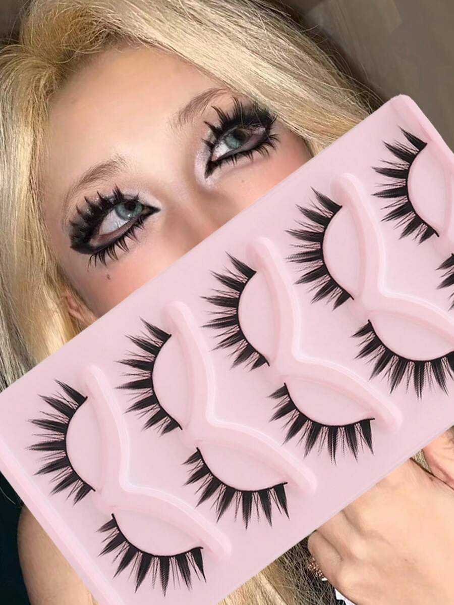 5 pares de pestañas postizas esponjosas de estilo de caricatura anime, aspecto natural para maquillaje diario - Pestañas Spiky Manga - Ver 1