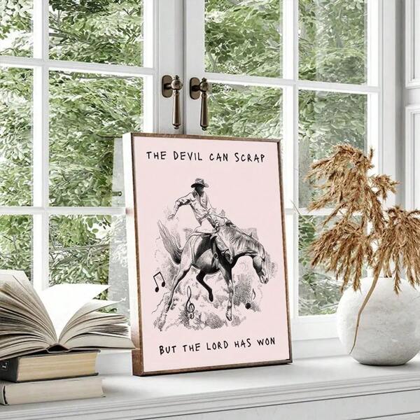 1pc, Cowboy  Wall Art,Farm Decor Room ,Vintage Poster Printing,  Minimalism Canvas Painting, Home Decor, Suitable For Decorative Painting In  Dining Room Bedroom & Living Room  20*28 Inch, Frameless