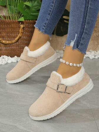 Botas de nieve con forro de felpa, perfectas para combinar con un cárdigan o un suéter, planas y cómodas, de uso casual con cierre, botas de piel