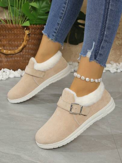 Winter Plush Lined , Perfect With Cardigan Match Sweater Flat Comfortable Casual Fastener Snow Boots,Fur Boots