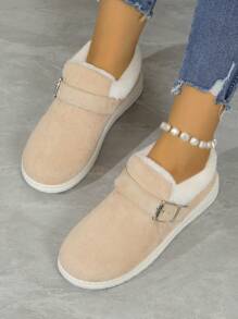 Winter Plush Lined , Perfect With Cardigan Match Sweater Flat Comfortable Casual Fastener Snow Boots,Fur Boots - Beige - View 4