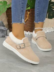 Winter Plush Lined , Perfect With Cardigan Match Sweater Flat Comfortable Casual Fastener Snow Boots,Fur Boots - Beige - View 2
