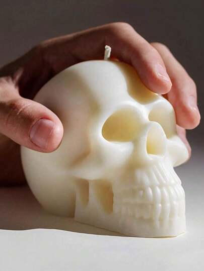 手工制作的骷髅形万圣节香味蜡烛硅胶模具、工艺装饰和礼品、石膏和树脂铸造模具