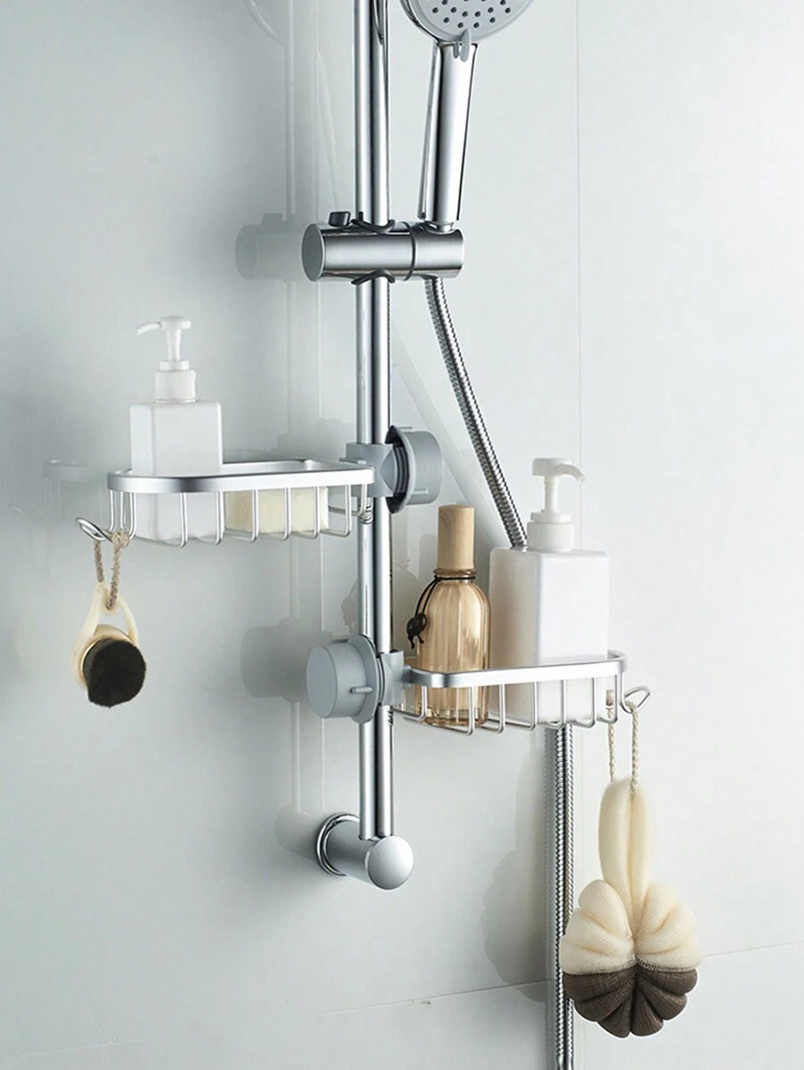 1pc Stainless Steel Kitchen Faucet Storage Rack, Kitchen Organizer, Showerhead Shelf For Bathroom - Silver - View 1