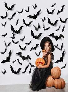 12/24/48/60/72/120pcs Halloween Decorations Bat Wall Decals Party Supplies Indoor Outdoor Halloween Decor Fall Autumn,Christmas