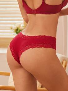 FINETOO 12pcs/Pack Women Lace Splice Seamless Sexy G-String Panties - Multicolor - View 2