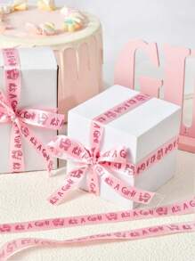 Baby Shower Gift Ribbons, Baby Showers, Baby Party Gift Ribbons, Baby Shower Decorations, Gift Decoration Ribbons Baby Shower Family Decorations Gifts - Pink - View 4