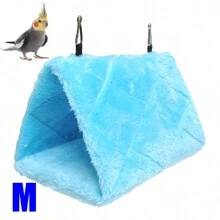 Soft & Cozy Plush Fabric Triangle Hanging Hammock Nest For Small To Medium Parrots Like Cockatiel & Parrotlets, Suitable For Sleeping, Resting & Playing, Multi-Sizes & Colors Available, Includes Detachable Metal Hook, All-Season Use