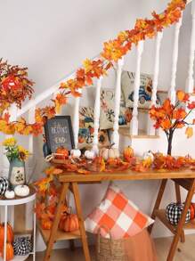 1 件秋季人造枫叶，华丽的秋季花环枫叶，悬挂植物绿化装饰，适用于卧室家居墙壁派对拱门公寓房间装饰，非常适合感恩节装饰、家居、婚礼、壁炉和圣诞节！，秋季装饰，秋季