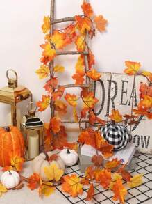 1 件秋季人造枫叶，华丽的秋季花环枫叶，悬挂植物绿化装饰，适用于卧室家居墙壁派对拱门公寓房间装饰，非常适合感恩节装饰、家居、婚礼、壁炉和圣诞节！，秋季装饰，秋季