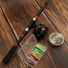 1.8m Telescoping Surf Fishing Rod Set, Black & Red, Includes Reel, Line And Accessories, For Outdoor Fishing - Black - View 3