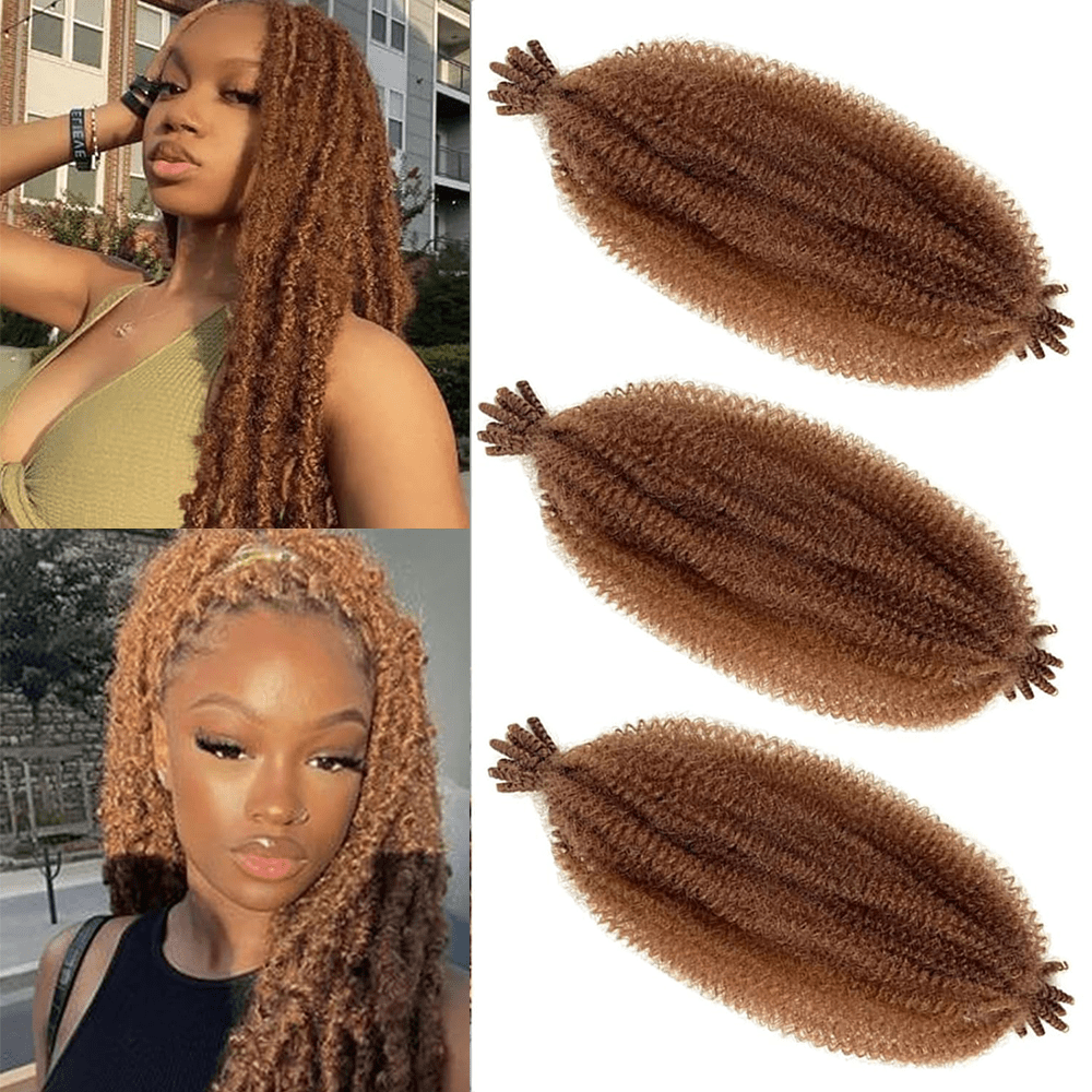 Springy Afro Twist Hair 1/3 Packs Pre-Separated Marley Twist Braiding Hair Suitable For Damaged Kinky Afro Twist Hair Chromatism Synthetic Crochet Wrapping Hair For Soft Locs Hair Extensions 8-24 Inch,30#