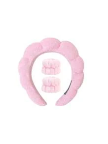 Luxuriöses 3-teiliges, weiches Spa-Stirnband & Armband Set - super weiches Handtuch Material für Damen - perfekter Haarreif zum Gesicht waschen, Schminken & Reise Utensilien