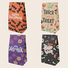 24pcs-Halloween-Themed Goodie Bags With Stickers - Greaseproof Paper Gift Bags For Party Benefits, Food Storage Halloween Halloween Decor Halloween Decorations Halloween Home Halloween Party Halloween Bag Halloween Party - Multicolor - View 2