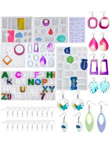 Resin Jewelry Molds,UV Resin Earring Mold With Holes, Dog Tag Molds For Resin Alphabet Epoxy Resin Mold  Necklace Pendant Moldes Para Resina Epoxica For Girls Female - Silicone Mold - View 10