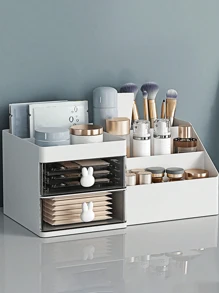 1PC 化妆品收纳盒，浴室收纳盒，化妆品展示架，化妆品整理器，简易化妆盒，防尘抽屉，大容量办公桌抽屉式收纳盒，白色收纳盒，浴室隔断，开放式收纳盒收纳架适用于化妆品学生或梳妆台，家庭和办公用品梳妆台收纳化妆品整理器，浴室配件，适用于假日海滩，浴室收藏，卧室收藏，大容量 - 彩色 - 查看 13