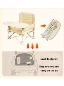 Toddler Travel Booster Seat, Compact Folding Eating Camping Beach Lawn Chair With Removable Tray Indoor Outdoor