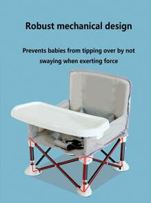 Toddler Travel Booster Seat, Compact Folding Eating Camping Beach Lawn Chair With Removable Tray Indoor Outdoor