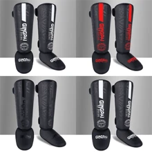 GINGPAI BOXING Muay Thai Shin Guards, Kickboxing Ankle Guards, Adolescent & Adult Martial Arts Leg Protective Gear, Thick Combat Foot & Leg Pads, Taekwondo Shin Guards