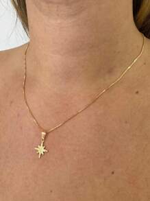 Chocker Chain + Shooting Star Pendant Women's Gold Plated 18 - 金黃色 - 查看 1