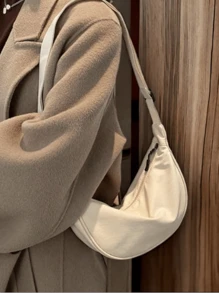Bolso de hombro con forma de media luna, bolso casual, gran variedad de colores a elejir. - Blanco - Ver 2
