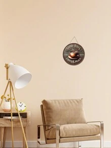 1 Stück 2D flach, 3D-Effekt runde Holz-Wanddekoration, kreatives Zuhause "Guten Tag, Kaffee & Frieden" Schild, Heimdekoration, Raum Dekoration, Wanddekoration