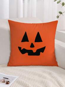 1 件万圣节南瓜图案抱枕套，现代布艺毛绒印花靠垫套，适用于万圣节沙发客厅装饰 - 彩色 - 查看 4