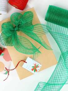 1pc Hollow Out Gold Wire DIY Grid Ribbon, Christmas Wedding Party Tulle Xmas Tree Home Decor Ribbon, Christmas Birthday Party New Year Decoration Gold Wire Net Ribbon,Christmas