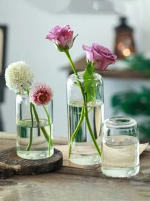 1pc helder glas bloemenvaas met rechte hals, kleine/middelgrote/grote glazen vaas, rozenbloemhouder, woondecoratie, kantoordecoratie, slaapkamerdecoratie