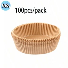 100 hojas de papel absorbente de aceite de freidora de aire circular - Amarillo - Ver 6