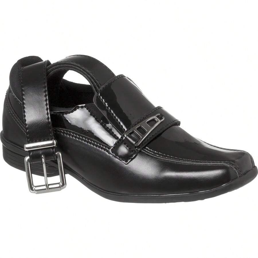 Comfortable Men's Boy's Children's Dress Shoes For Graduation, Christening, Parties And Events - Includes Belt - màu đen - Xem 1
