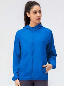 Chaqueta de sol para mujer Outdoor Secado rápido Cortaviento Impermeable Protección UV - Azul Marino - Ver 3