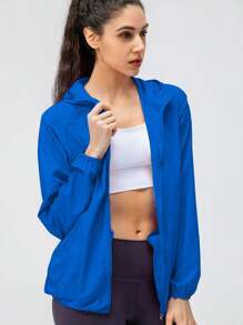 Chaqueta de sol para mujer Outdoor Secado rápido Cortaviento Impermeable Protección UV - Azul Marino - Ver 1