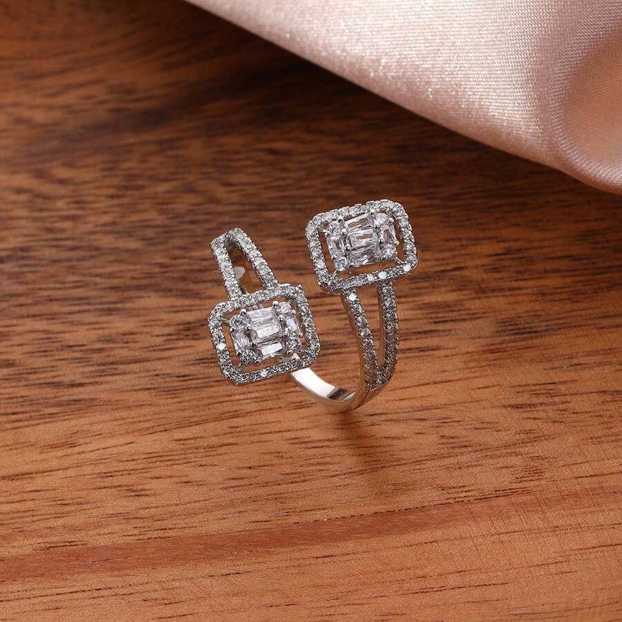 1pc Women's Fashion Versatile Adjustable Cubic Zirconia Ring