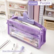 1 Piece 1/2/4/6 Layers Transparent Large Capacity Pencil Case Bag Pen Pouch PVC Waterproof Organizer Storage Cosmetic Bag For Students Go To School Supplies Stationery, Back To School, School Supplies, Pencil Pouch, School Bag