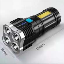 USB Rechargeable Flashlight Outdoor Lighting | 4 Super Bright 9650 Cells - 黑色 - 查看 5