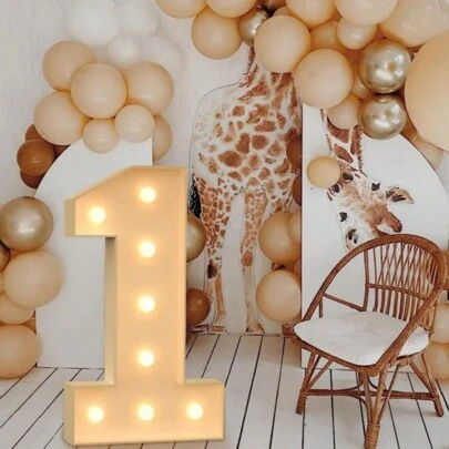 1Pc 73cm/28.7inch Light Up Digital Marquee Frame KT Board Number 0-9 Plug-In KT Board With Bracket LED Party Decorative Light For Birthday Party Anniversary Decoration,Christmas