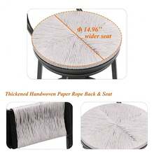 Gray Set Of 2 Counter Height Bar Stools With Footrest Swivel Hand Weaving Dining Chairs Farmhouse Armless Kitchen Barstools (Gray),Yifei Store