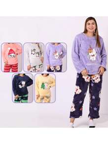 Conjunto de pijama, diseño sorpresa calidos tipo teddy - Multicolor - Ver 4