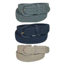 CTM Men's Elastic Braided Stretch Belt (Pack Of 3 Colors), Available In Black Brown Grey, Black Brown Khaki, Black Brown Navy, Black Grey Khaki, Black Grey Navy, Black Khaki Navy, Brown Grey Khaki, Brown Grey Navy, Brown Khaki Navy, Grey Navy Khaki, - Khaki xám xanh - Xem 1