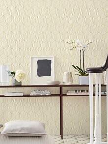 1m/3m srebrna, złota, biała geometryczna samoprzylepna tapeta do tła pokoju, szafki, renowacji i dekoracji szuflad, wodoodporna i odporna na wilgoć naklejka PVC - Złoto - Zobacz 8