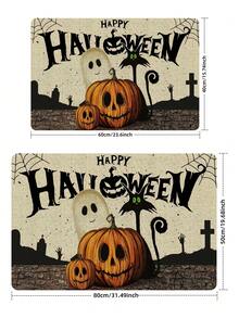 1 tấm thảm chùi chân chống trượt in sợi polyester Halloween, thảm nhà tắm thấm hút trong nhà/ngoài trời, thảm trang trí phòng khách/bếp/phòng ngủ, đồ trang trí Halloween, đồ trang trí nhà cửa tiệc Halloween - Nhiều màu - Xem 2