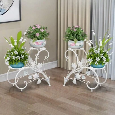 UNHO Plant Stand Heart Shaped: Set Of 2 Metal Flower Racks Potted Iron Planter Display Shelves Holder For Patio Garden Entryway Home Decors
