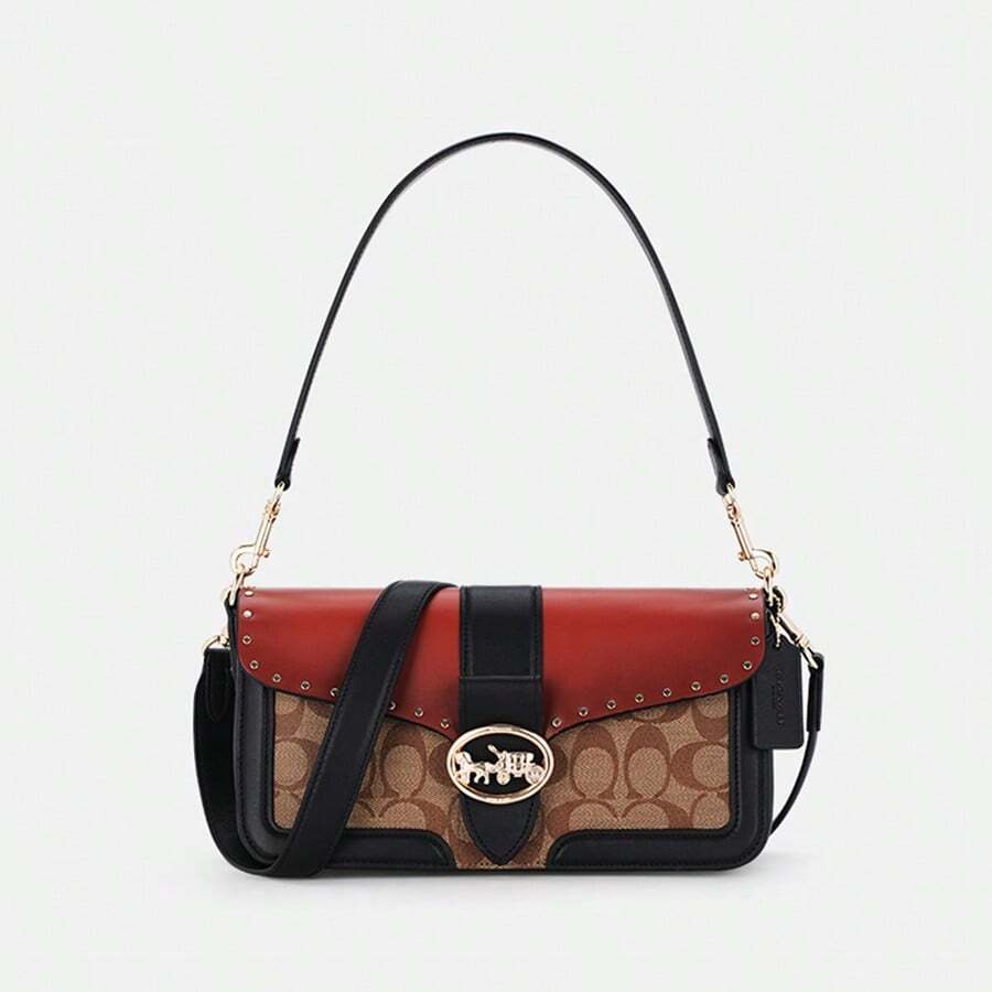 Coach Túi đeo vai Georgie 27 bằng vải canvas màu khối có logo đinh tán 5605 IMRL7