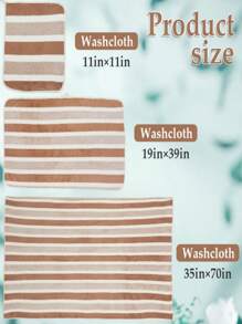 Striped Super Soft 3 Piece Coral Fleece Towel Set, Enlarged Thickened Highly Absorbent Towel Set Great For Everyday Use, Suitable For Fitness, Bathroom, Exercise, Yoga, Outdoor Travel, Includes One 70*35 Inch Bath Towel, One 39*20 Inch Towel, And One 12x12 Inch Wash Towel